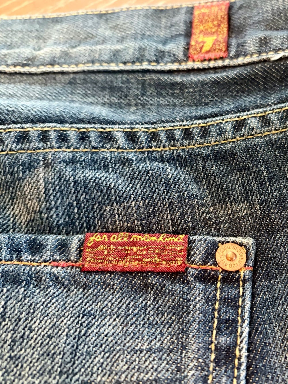Seven7 Blue Denim Men’s Jeans with Red Brand Tabs